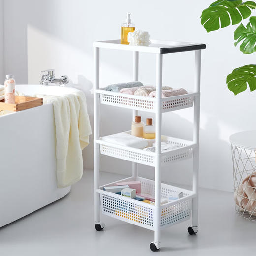 天马（TENMA）宜得利家居 厨房置物架果蔬储物篮浴室夹缝收纳架可移动式置物筐 商品图3