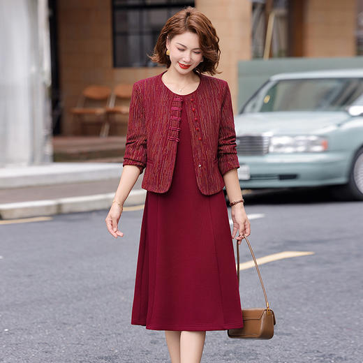 FW 966289平时可穿妈妈连衣裙秋装两件套 商品图1