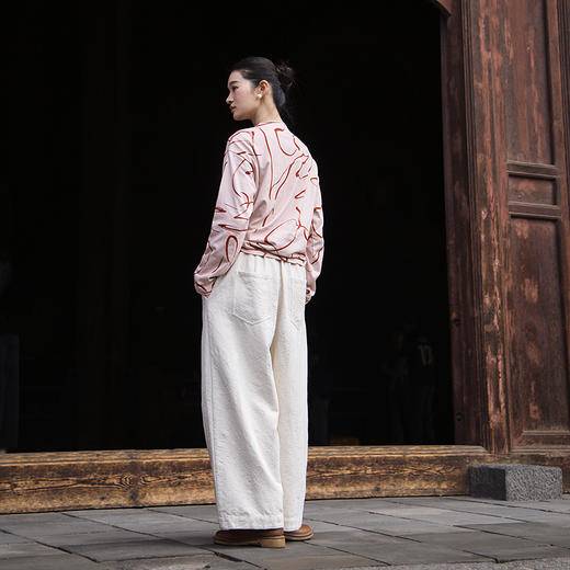 绽放554朵/手绘晋彩线条撞色设计感百搭纯棉长袖T恤女秋冬打底衫 商品图3