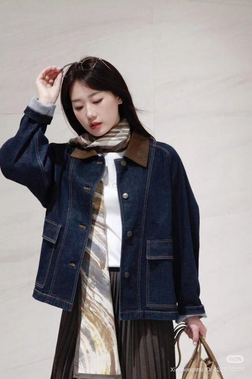 95-4 独家圆正 灯芯绒领牛仔外套 我穿38码很宽松 商品图5