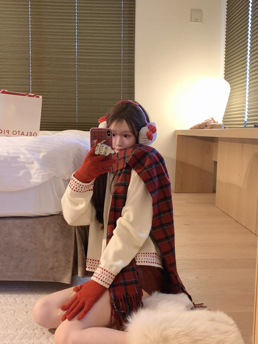 红皮裙 金蘑菇菇  圣诞季 / 节日氛围感中古毛衣+红半裙 商品图7