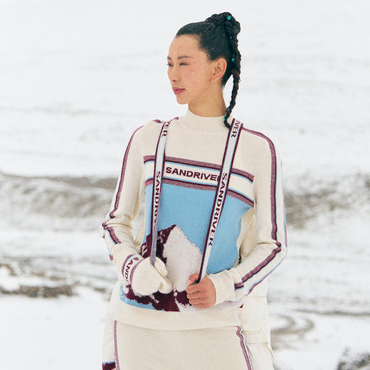 羊绒圆领嵌花女套衫  SJF97W279N 商品图4