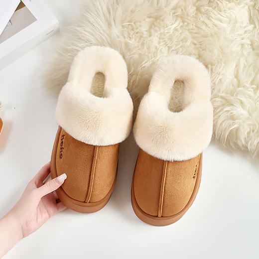 「加购2双自动减为53.9元」窠窠良品 时尚包头厚底毛茸茸棉拖 保暖舒适 柔软亲肤 冬季居家好物 KK530 商品图11