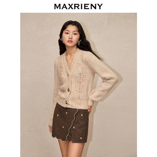 MAXRIENY温柔千金风金扣金葱外套24年冬(货号:MC88JA767) 商品图0