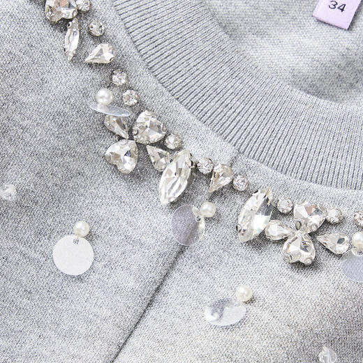 MAXRIENY2025秋冬新款灰色设计感堆褶钉珠修身显瘦卫衣短款上衣 商品图2