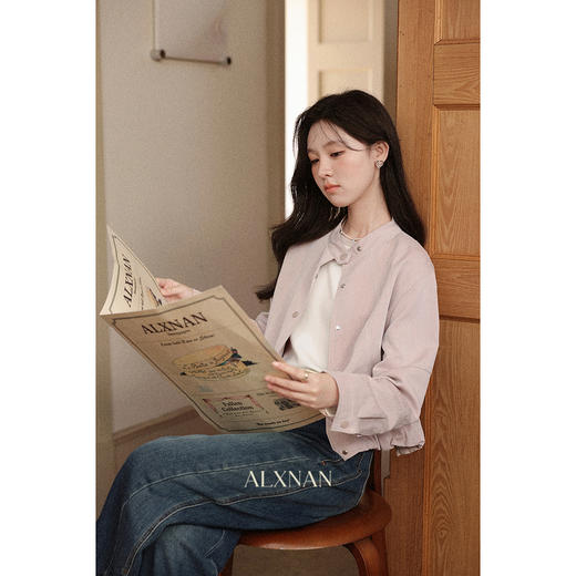 鹿向南「温文尔雅」气质短款粉色外套女秋季新款法式高级洋气上衣 商品图4