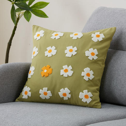  田园简约沙发无芯正方形刺绣抱枕套靠垫套 商品图6