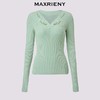 MAXRIENY精致优雅感套头针织毛衫浅春系穿搭V领绣花上衣修身显瘦(货号:MS85SW780) 商品缩略图3