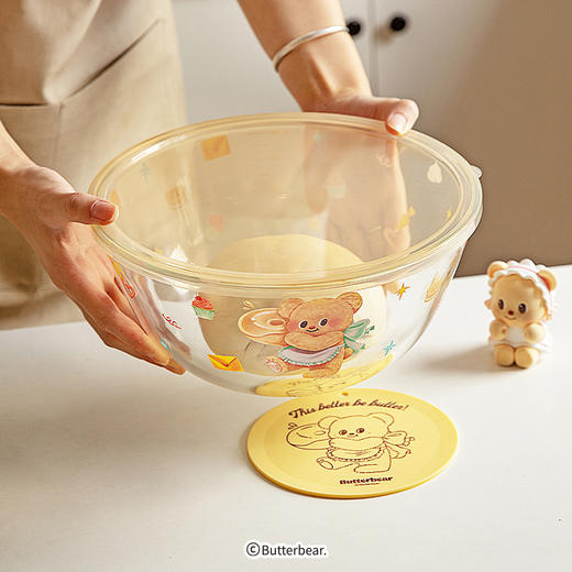摩登主妇&黄油小熊 玻璃和面盆带盖家用发面揉面醒面盆打蛋盆 商品图2