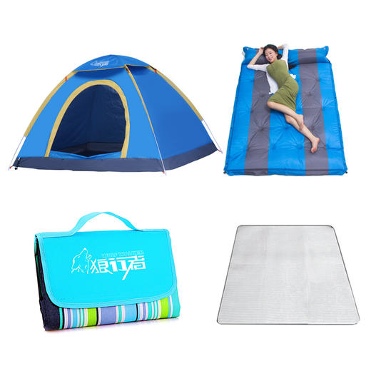 狼行者 速开全自动帐篷户外家庭套装防晒帐篷野营露营 蓝色 商品图4