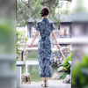 2025春夏新款中国风扎染长款复古旗袍女装改良修身显瘦连衣裙 商品缩略图2