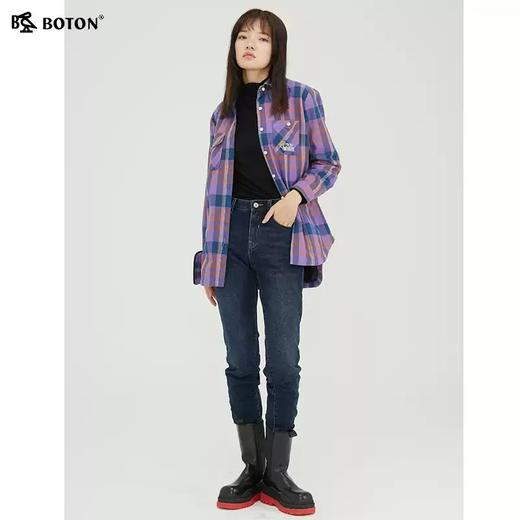 波顿女士秋冬季弹力牛仔裤直筒宽松加厚深蓝色长裤子LE263521 商品图2