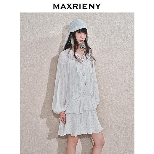 【商场同款-25春新品】MAXRIENY流光小白裙晕染钉珠桑蚕丝连衣裙(货号:MC85DR810) 商品图2