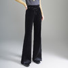 XBMY-F550时尚高腰金丝绒微喇裤女秋季2025年新款简约气质轻熟风女士喇叭裤 商品缩略图2