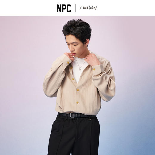 NPC潮牌【莱赛尔】亚麻混纺宽松落肩衬衫男立体剪裁秋季新NP57SH19 商品图0