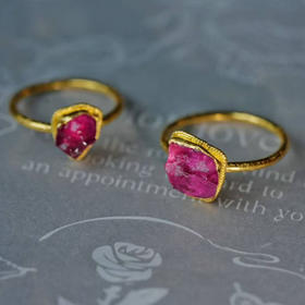 龢盒原创 碧玺原矿足金戒指