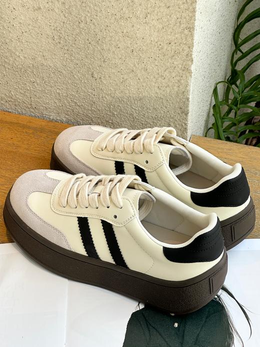 【百图lulu定制】【德训鞋】黑白灰配色 随便一搭就很有风格 牛皮鞋面 头层猪皮鞋垫 板鞋 商品图1