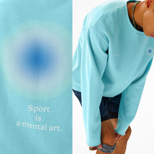 CryingCenter 莫兰迪跑步是精神艺术标语圆领无螺纹卫衣男女同款 商品图1