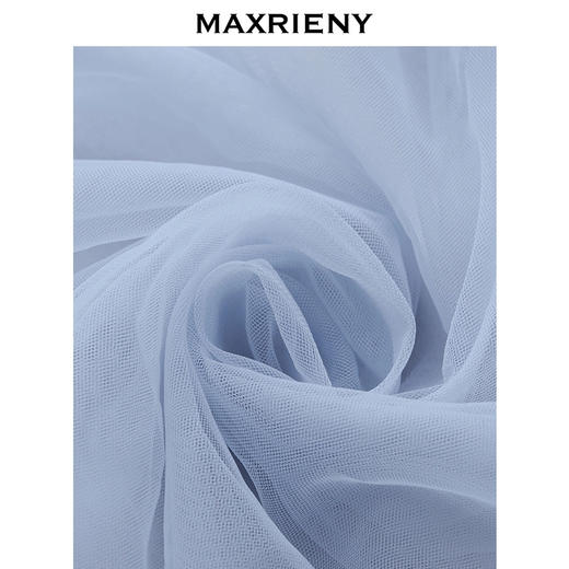 MAXRIENY25年夏季新款宫廷花仙子半裙立体花朵网纱裙晨雾蓝高腰(货号:MF86SK006) 商品图3