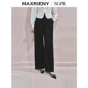 【秀场抢先款】MAXRIENY精致日常风高腰阔腿裤金属休闲长裤24年冬(货号:MS85PA753)