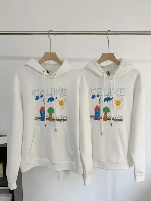 高级~CeI*ine塞琳童趣涂鸦重工430克全棉毛圈进口胶浆质地印花连帽卫衣，男女款大毛圈高克连帽卫衣 商品图4