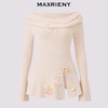 MAXRIENY精致优雅感套头针织衫25春新款一字领修身显瘦长袖上衣女(货号:MS85SW784) 商品缩略图4