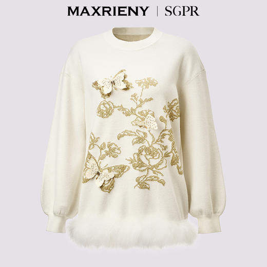 MAXRIENY[东方新摩登]金枝玉蝶针织衫精致贵雅感上衣女24秋新款(货号:MS85SW511) 商品图4