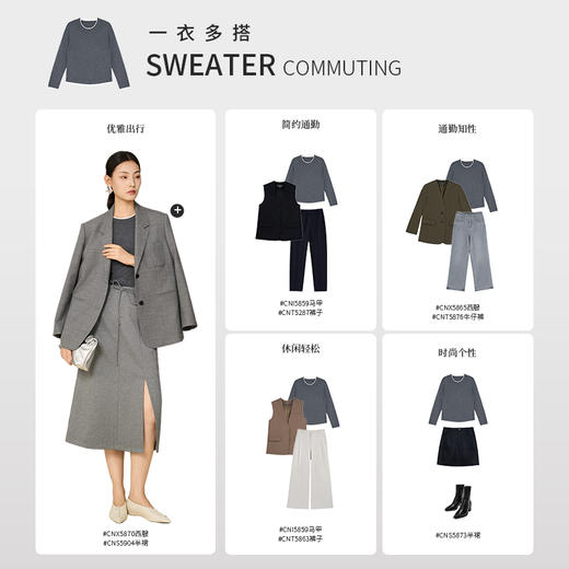 【商场同款】CNK5913 “ miu系双层领针织衫 ”直身包容显瘦 好搭配假两件针织衫 商品图2