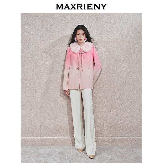 【贵雅日常-商场同款】MAXRIENY粉色渐变宫廷风大衣24秋冬新款(货号:MC85CT509) 商品图1