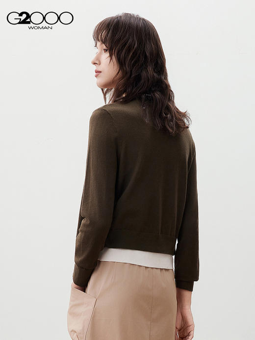 G2000【假两件叠穿/商场新款】女装FW25柔软舒适长袖针织开衫外套56276301 商品图1