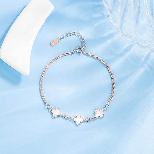 卡蒂罗KADER 幸运四叶草手链  925银轻奢甜美浪漫小众时尚高级感可调节手饰 通勤百搭温柔简约气质璀璨吸睛 商品图3