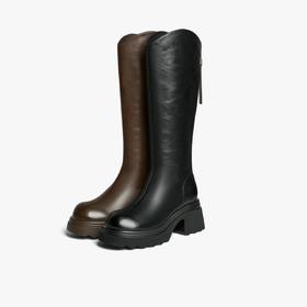 【云粉节】BF楼百思图2025冬季新款骑士靴时尚潮流粗跟女长靴F2181DG5吊牌价899.现价399