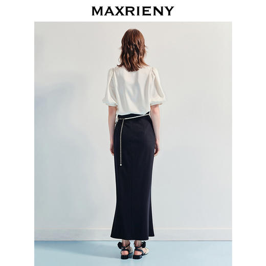 MAXRIENY精致宫廷风蕾丝雪纺衫25夏款绣花泡泡袖衬衫衬衣女上衣(货号:MF86TP016) 商品图3