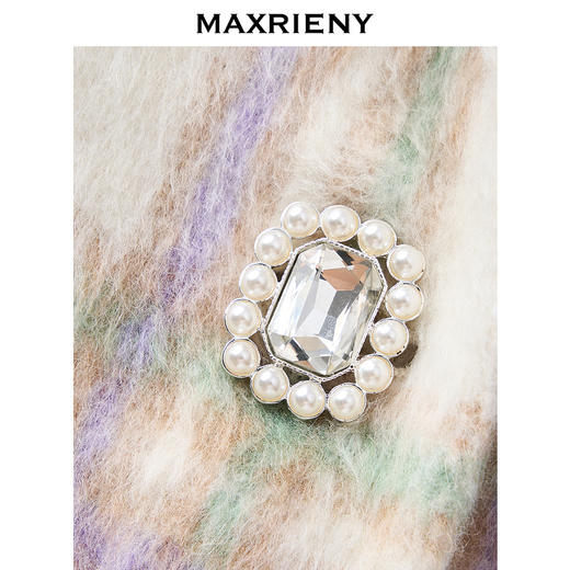 MAXRIENY极简大衣紫格纹大翻领设计24冬新款高级简约外套女中长款(货号:MF85CT501) 商品图1