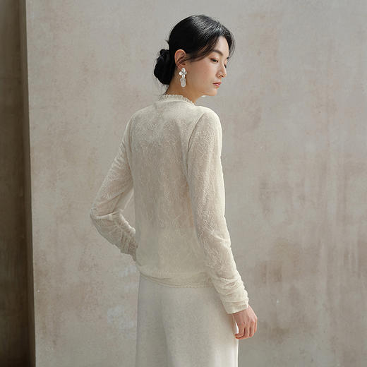 【林栖设计小店】蕾丝衬衣花边优雅肌理感修身显瘦2025秋冬新款长袖上衣女1954033 商品图6