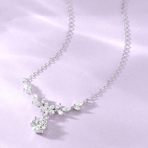 卡蒂罗KADER 紫藤花开项链 精致轻奢大气甜美爆闪水滴设计锁骨链 925银镶嵌闪锆简约百搭闪耀银河表白告白女生 毕业季 商品图4