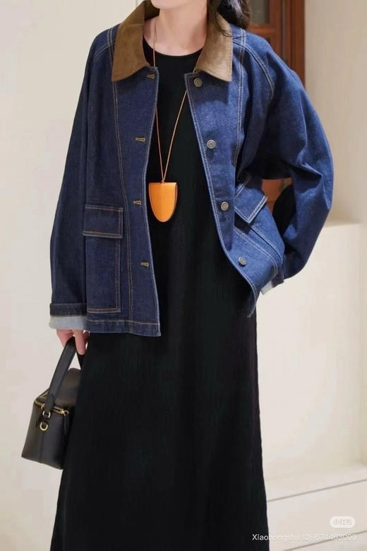 95-4 独家圆正 灯芯绒领牛仔外套 我穿38码很宽松 商品图12