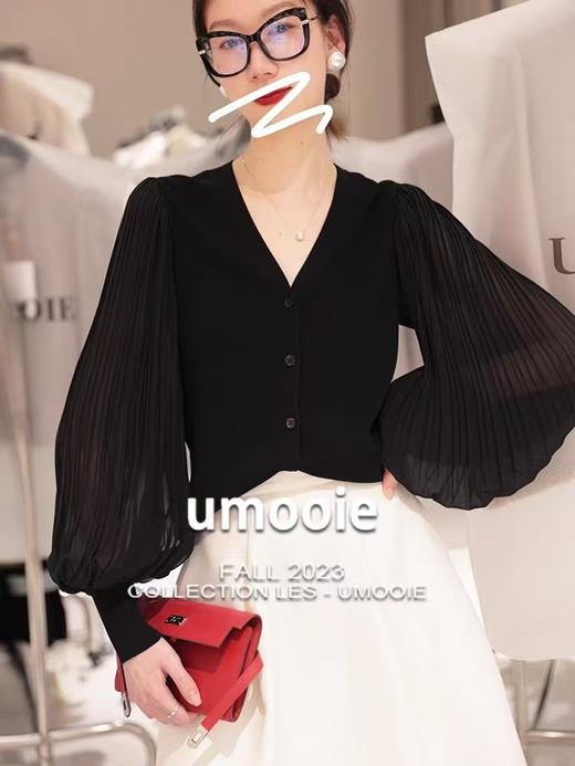 双拼冰丝来赛尔灯笼百褶朦胧纱袖开衫罩衫 商品图8