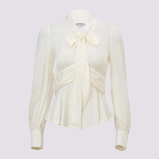 MAXRIENY优雅气质系带2025春夏通勤职场雪纺衬衫修身显瘦上衣女 商品图1