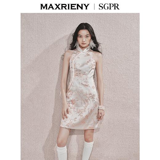 MAXRIENY贵雅新中式连衣裙2025秋冬新款提花挂脖裙子(货号:MS85DR509) 商品图1