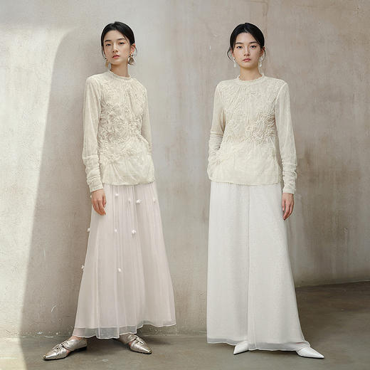 【林栖设计小店】蕾丝衬衣花边优雅肌理感修身显瘦2025秋冬新款长袖上衣女1954033 商品图9