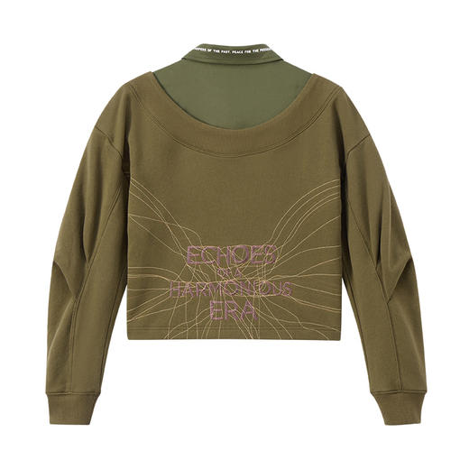 ONIARAI/鬼洗25秋冬黑标石器时代假双层宽松半截衬衫卫衣 A240017 商品图4