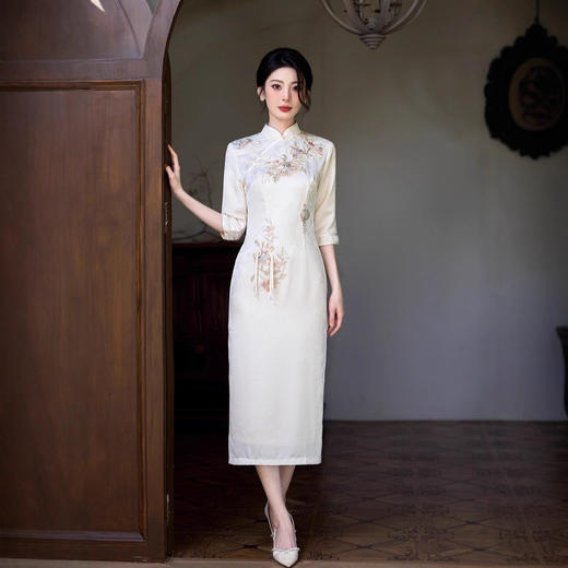 时尚改良新中式针织提花旗袍2025秋冬新款女士显瘦连衣裙 商品图3