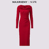 【商场同款-新年红系列】MAXRIENY优雅复古感连衣裙针织红色裙子(货号:MS85DR759) 商品缩略图4