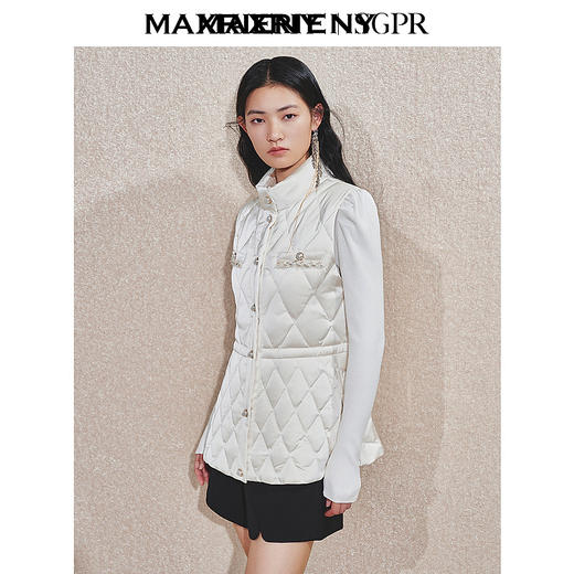 MAXRIENY千金小香风气质羽绒马甲24冬新款女装保暖立领马夹背心(货号:MS85JA761) 商品图2