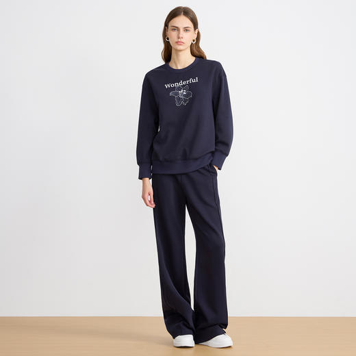 EITIE爱特爱舒适休闲卫裤显瘦直筒百搭松紧腰长裤2025秋季新款C2505824 商品图1