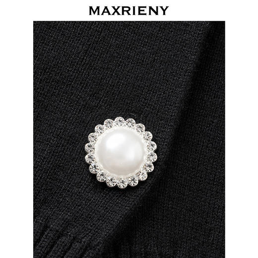 MAXRIENY法式复古v领针织外套蕾丝拼接25秋款收腰修身长袖上衣女(货号:MF86JA518) 商品图2
