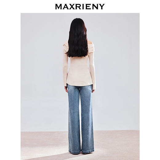 MAXRIENY精致优雅感套头针织衫25春新款一字领修身显瘦长袖上衣女(货号:MS85SW784) 商品图3