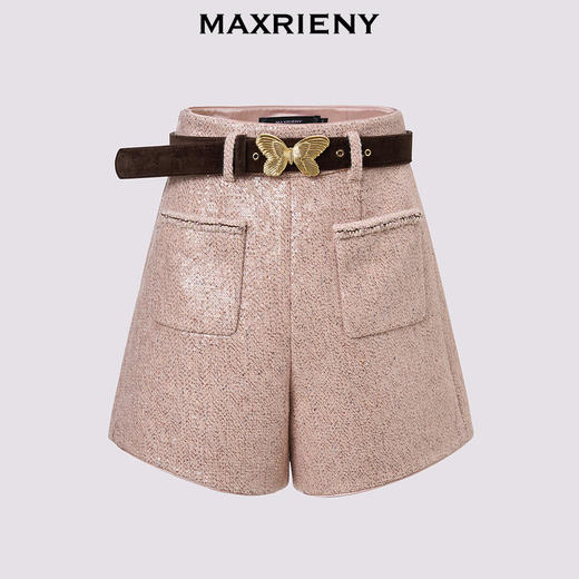 MAXRIENY复古甜美风小A亮片金蝴短裤2024秋冬新款高级气质感女装(货号:MC85PA501) 商品图4
