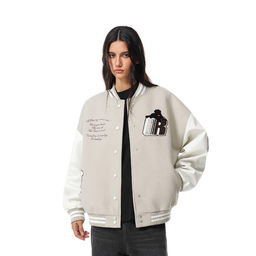 FDR官方店腊肠狗R字徽章棒球服外套女2025新款秋冬宽松情侣夹克男 商品图2